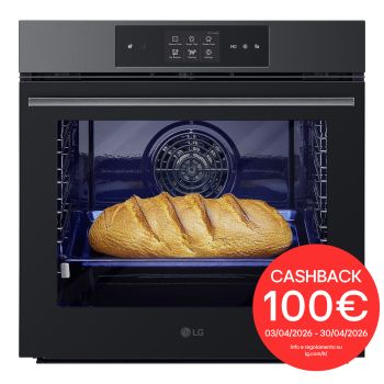 Vista frontale di Forno a vapore InstaView | 76L Classe A++ | Blue EasyClean, Air Fry, Air Sous Vide, Pizza 300°C, Display 4,3", Wi-Fi | Nero WS9D7651B